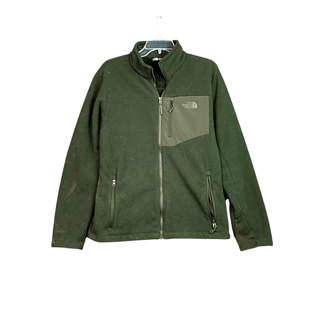 The North Face Jacket Mens Medium Green Sherpa Lined Y2K Workwear Outdoor Zip-Up